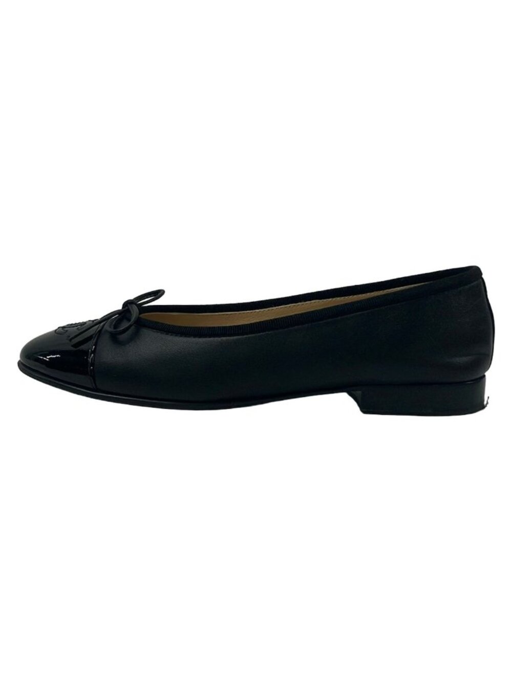 Chanel Flat Shoes 35.5 C Black Ribbon CC Logo Leather Lambskin